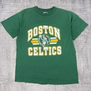 Vtg Boston Celtics Shirt Men Large Green 90s NBA Basketball Trench Single Stitch